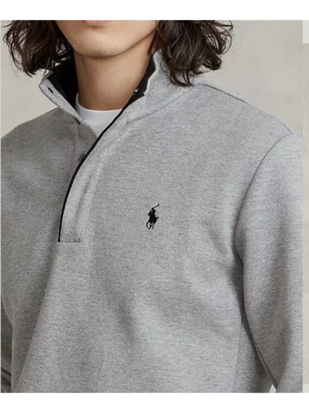 Polo Ralph Lauren Men Small Grey Heather Double Knit Mockneck Sweatshirt NWT